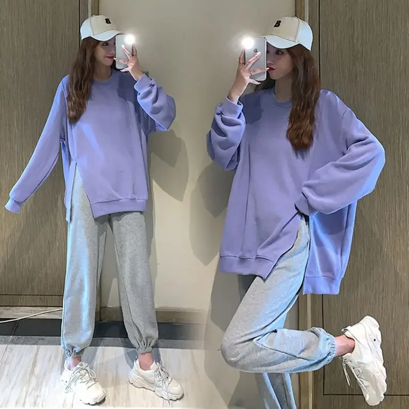 Spring Autumn Blue Maternity Outfit Suits Long Sleeved Sets Clothes for Pregnant Women New Fashion Casual Pregnancy Clothing