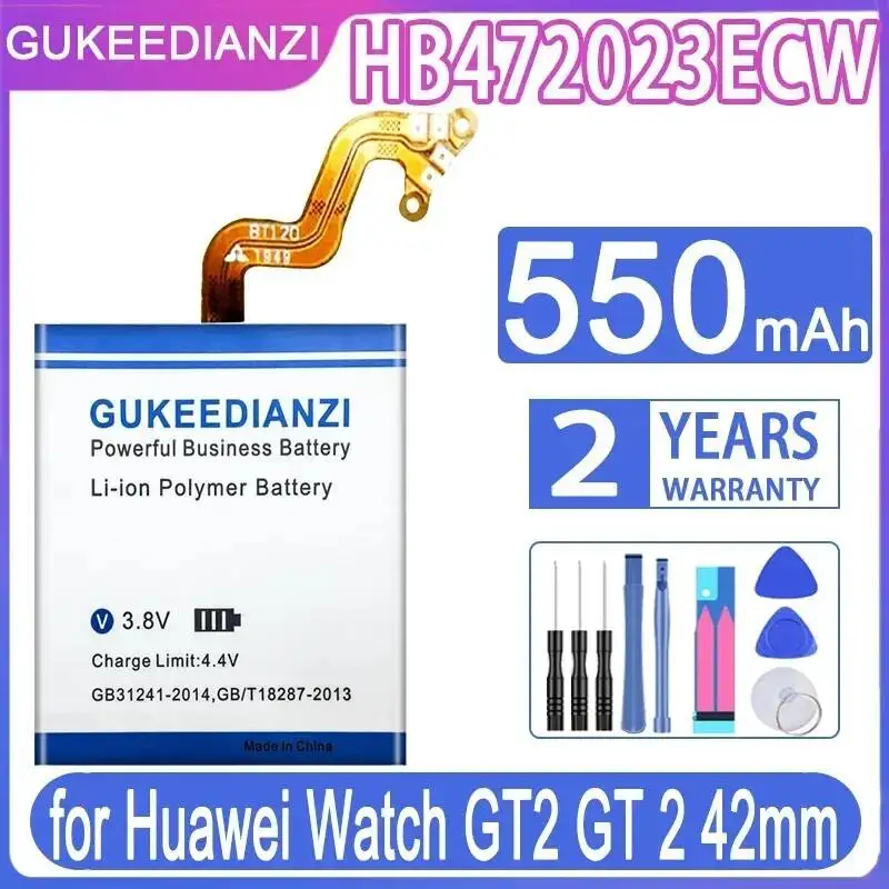 

Для Huawei Watch GT2 GT 2 42 мм: Долговечная сменная батарея премиум-класса 550 мАч HB472023ECW для часов