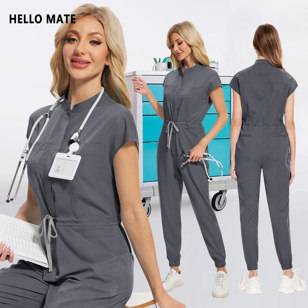 

High Quality Jumpsuits Women Medical Scrubs Uniform Pet Clinic Dentistry Doctor Clothes Nurse Accessories Pockets Beauty Uniform