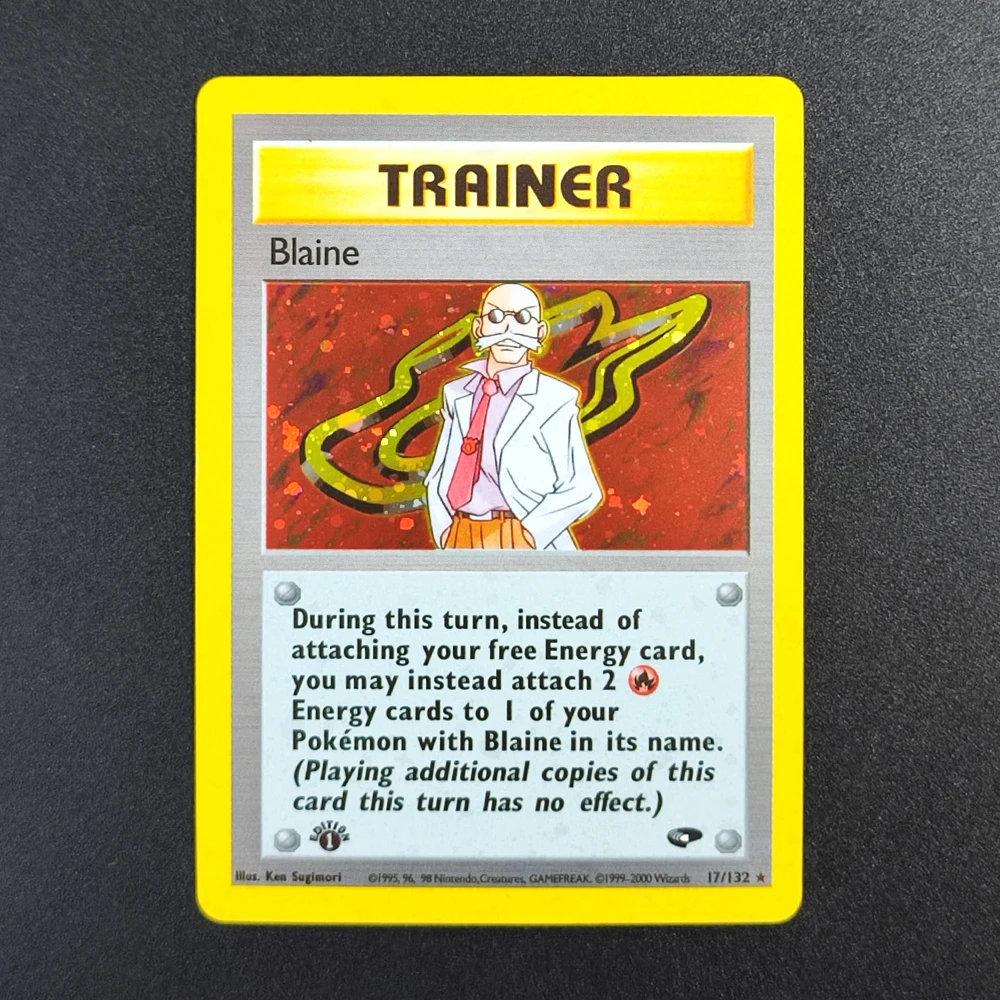 

Коллекционная карта Покемон: Прокси-карта EN Gym Challenge 1st TRAINER Блейн 17/132, супер редкая, классическая аниме-карта, игрушка