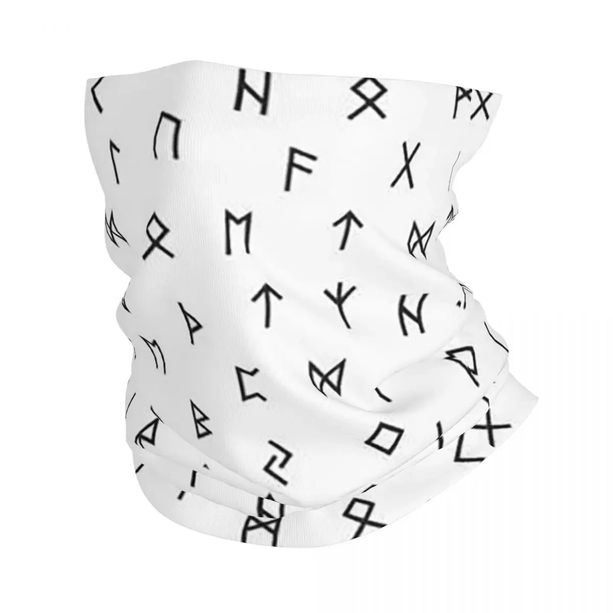 Black Vikings Runes Bandana Neck Gaiter Printed Balaclavas Magic Scarf Warm Headband Fishing Unisex Adult Washable