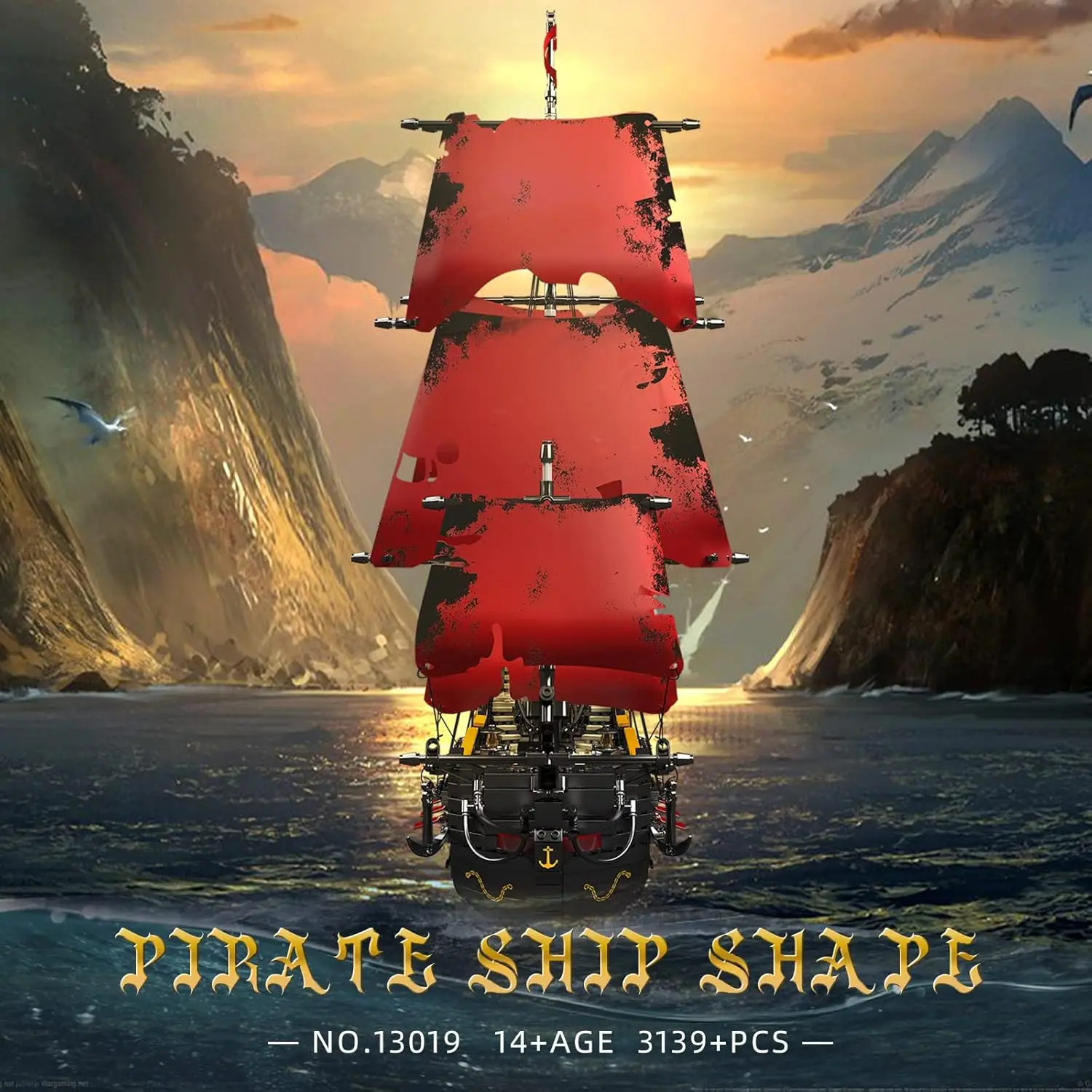 13109 Kit de blocs de construction de modèle de bateau pirate de la vengeance de la reine Anna, ensembles de construction de navire pirate MOC, grand ensemble rouge de 3139 pièces pour K