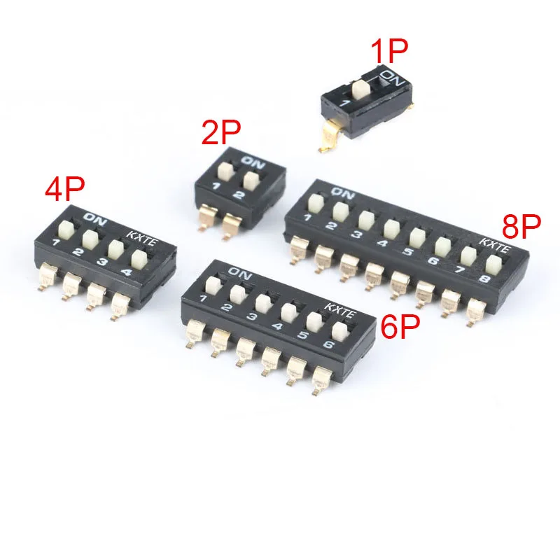 5Pcs Slide Type Switch Module 1 2 3 4 5 7 8 10PIN /1.27/2.54mm Position Way SMD/DIP Pitch Toggle Switch Snap Switch Dial Switch
