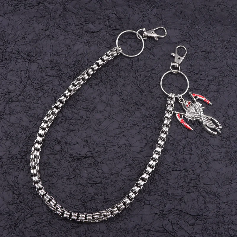 Men's versatile pants chain, trendy bag chain, accessories, personalized ghost pendant, single-layer thick chain, circular ring