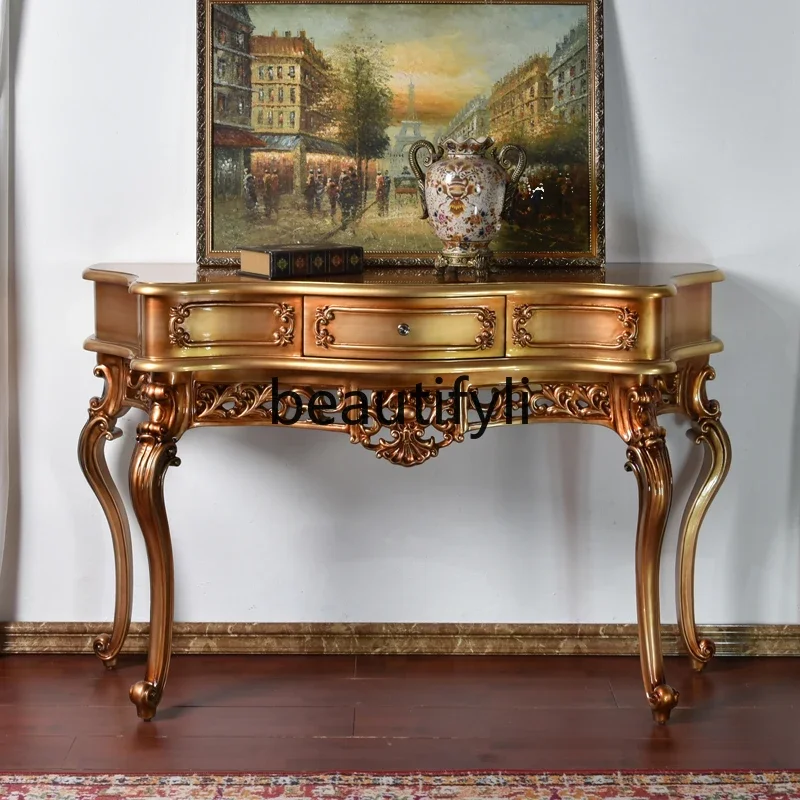 

European-style entrance table, luxury living room, retro entrance decoration desk against the wall, foyer cabinet1184
