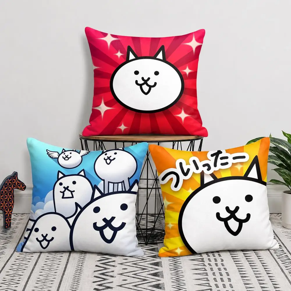 Anime The B-Battle Cats Cushion Cover Silky Short Plush Invisible Zipper Dustproof Sofa Pillow Case For Home Decor