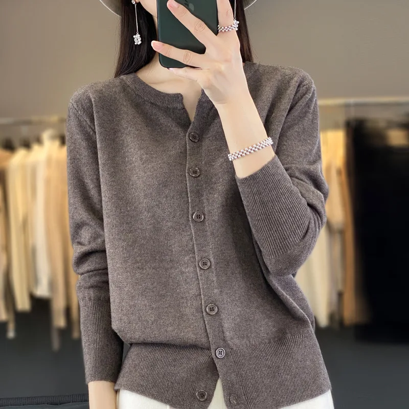 

Autumn Winter Women Sweaters Cardigans Jackets Coat New Solid Long-sleeved Knitwear Wool Crewnecks Sweaters Female Outerwear Top