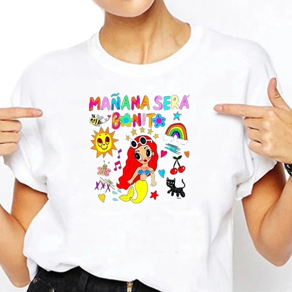 Camiseta Manana Sera Bonito para mujer, moda de verano, cuello redondo, manga corta, Karol G Merch Music, Tomorrow Will Be Nice Tees