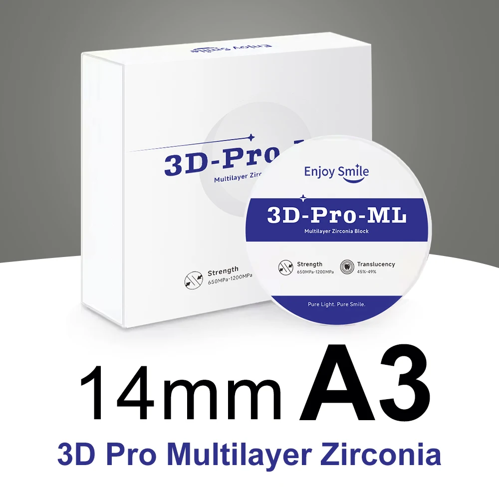 

Enjoysmile Zirconia Block 3D PRO Multilayer Zirconia Disc 98mm 6 Layer Open SystemVita 16 Colors For CAD/CAM Dental Lab Material