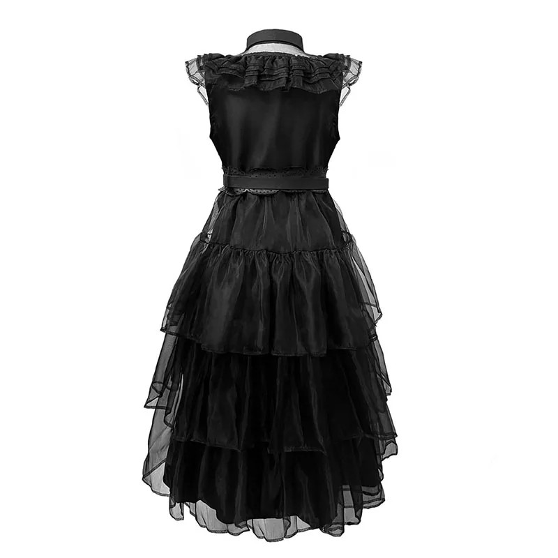 2026 New Black Gothic Cake Skirt Zombie Bride Costume Halloween Dark Stage Performance Outfit Short Sleeve Fancy Dress Outfit