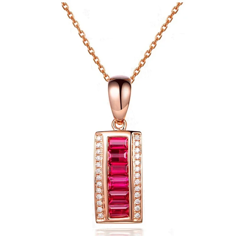 الطبيعية روبي/الزمرد 18K قلادة ذهبية نقية ريال الاتحاد الأفريقي 750 الصلبة الذهب الراقي العصرية الكلاسيكية غرامة مجوهرات رائجة بيع جديد 2025