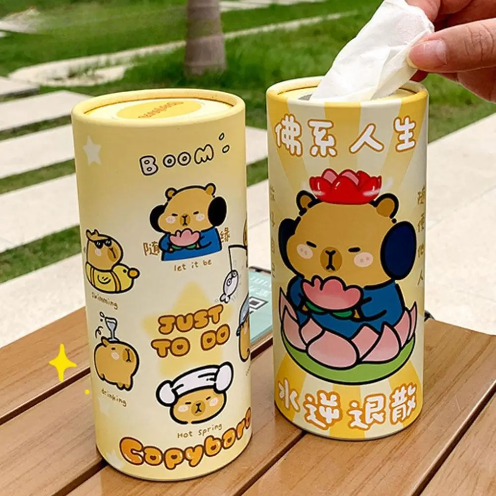 

Cylinder Tissues Cup Holder Car Tissue Holder Travel Tissue Holder Cartoon Facial Tissue Tubes Kawaii with 30 Sheets Paper