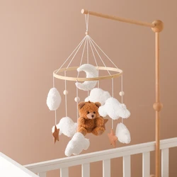 Holz Krippe Mobile Baby Bett Glocke Rassel Spielzeug Weiche Filz Cartoon Bär Mobile Hängen Neugeborenen Spieluhr Bett Glocke Hängen Halterung Spielzeug