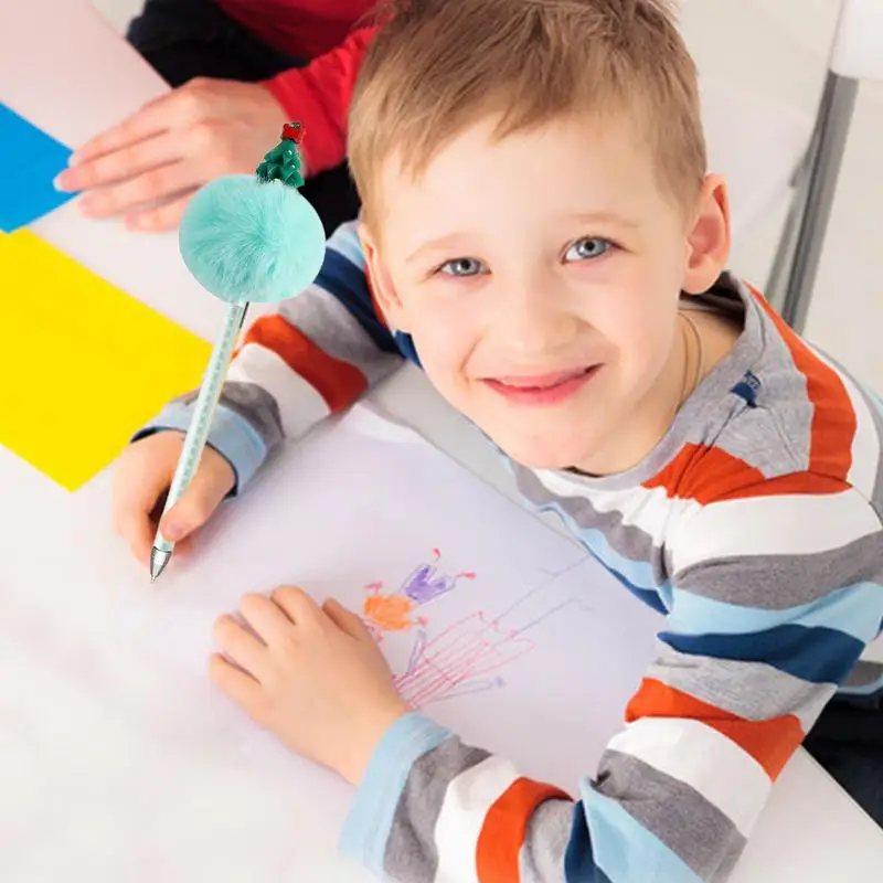 Christmas Pens For Kids Multicolor Fluffy Plush Gel Ink Pens Christmas Pens With Reindeer Christmas Tree Snowman Shape For