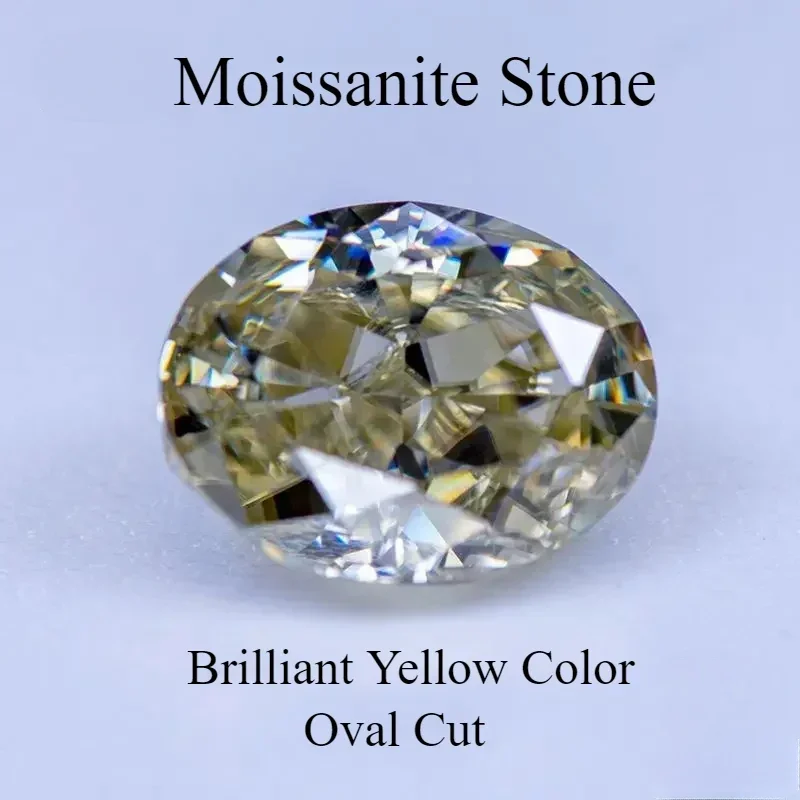 Moissanite Stone Oval Cut Natural Color Brilliant Yellow GRA Authentication Lab Grown Gemstone For Charms Women Jewelry Making