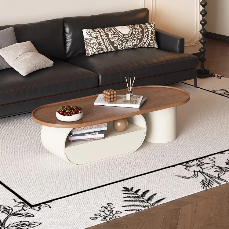 Modern Simple Small Living Room Home Network Red Creative Cream New Designer Walnut Solid Wood Coffee Table