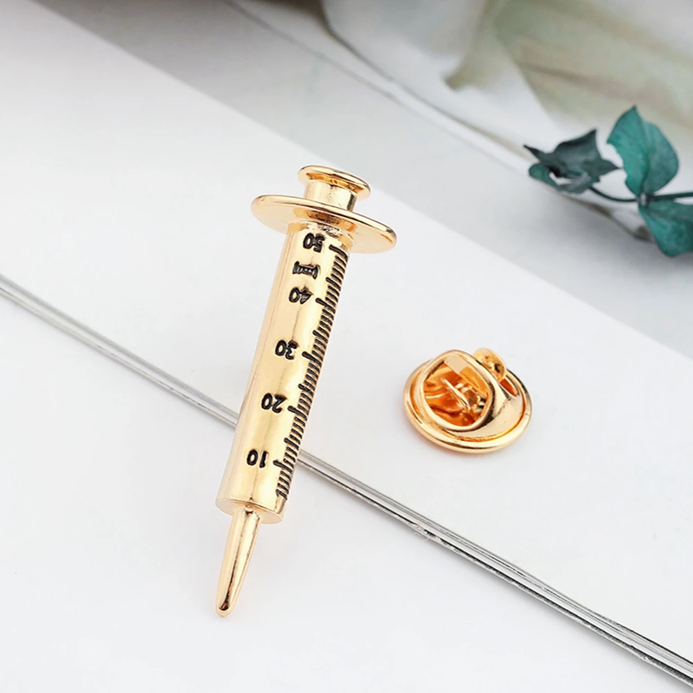 Catuni Syringe Medicine Pin Metal Brooch Classic Medical Lanyard Lapel Bag Jewelry Accessories Gift for Doctor Nurse Graduate