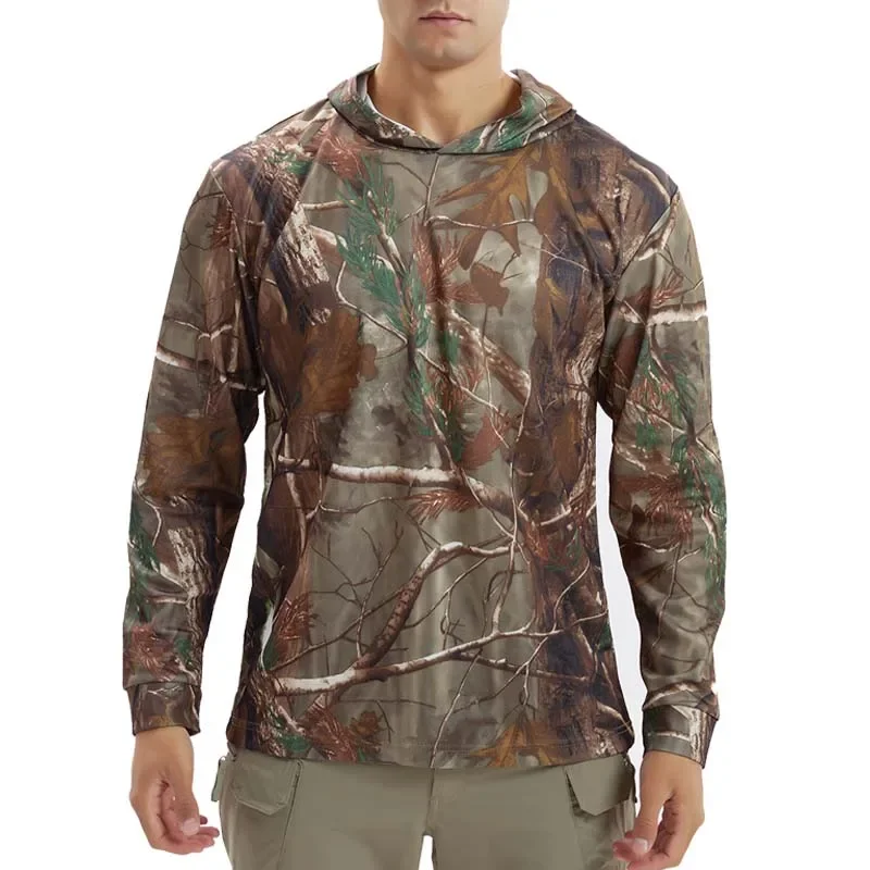 Tactical T-Shirts UPF Sun Protection Mens Long Sleeve Hoodie Casual Quick Dry T Shirts Hiking Cycling Sports Run Pullover Tops