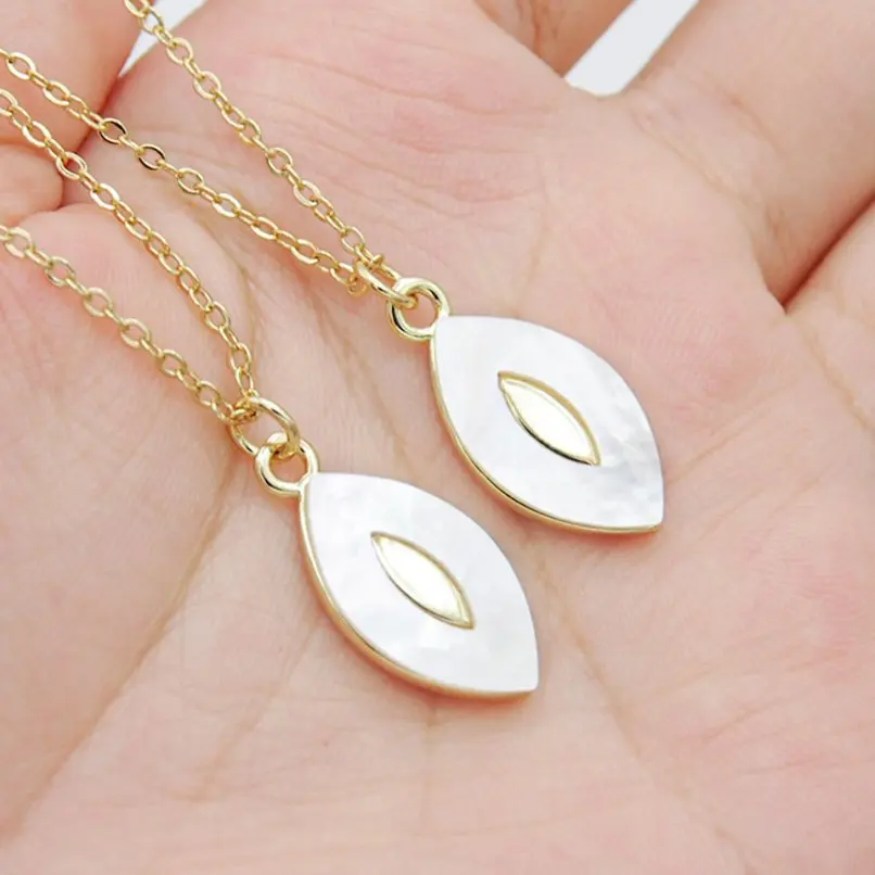 

Copper White Shell Religious Evil Turkish Eye Gold Color Islam Chain Necklace 18+2inch Jewelry For Women