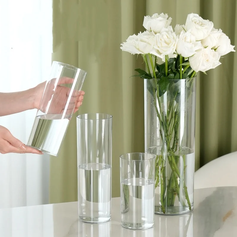 New Acrylic Clear Cylinder Flower Vase Tall Large Plastic Vases for Wedding Centerpieces Hydroponic Decor Candle Holder