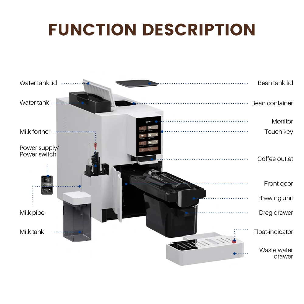 ماكينة صنع المقهى WS-R3 ماكينة إسبريسو روبوت الفول إلى الكوب ماكينة صنع القهوة الأوتوماتيكية الكاملة للفول إلى الكوب ماكينة إسبريسو أوتوماتيكية فائقة