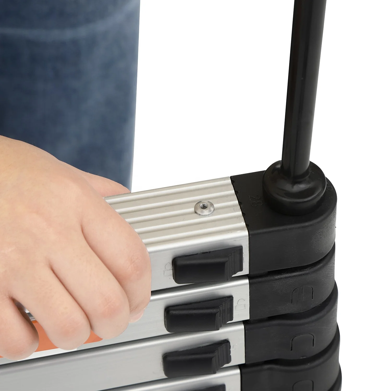 미끄럼 방지 발과 후크가 있는 텔레스코픽 사다리, 높이 조절 가능 접이식 사다리, 카라반, 다락방, 실내 및 실외용