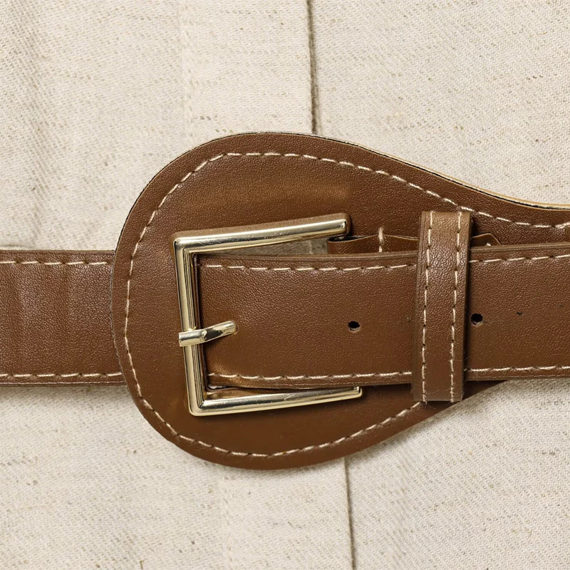 فستان نسائي أنيق ميدي بدون أكمام وحزام قميص مع فتحة رقبة على شكل حرف V للتخسيس على الموضة لفستان الحفلات النسائية غير الرسمية 8137775