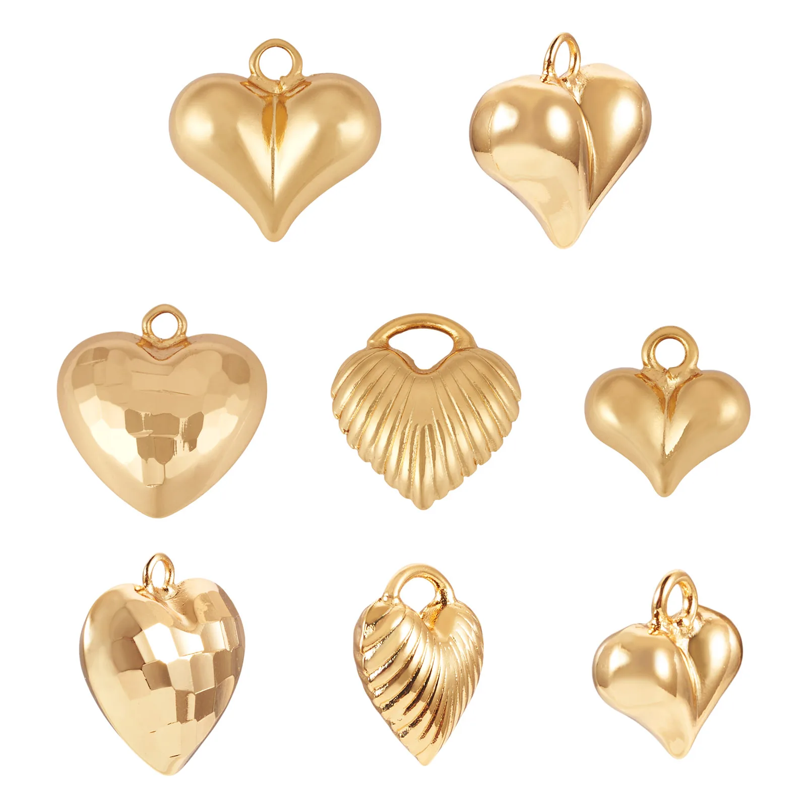 

8Pcs Heart Brass Pendants Gold Plated for Making DIY Jewelry Necklace Earring Crafts Supplies