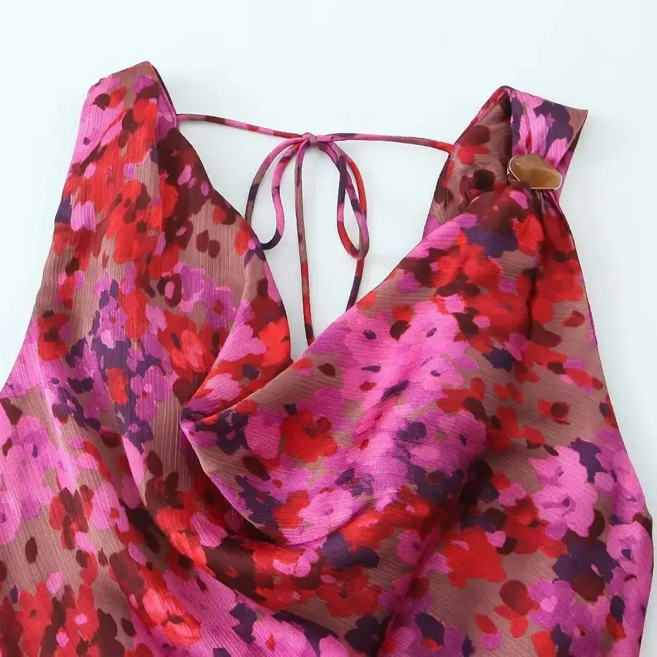 فستان DiYiG للسيدات لخريف 2025 موضة جديدة للعطلات مطبوع فستان عتيق بدون أكمام أنيق بدون ظهر فستان مطرز ضيق من Vestidos Mujer