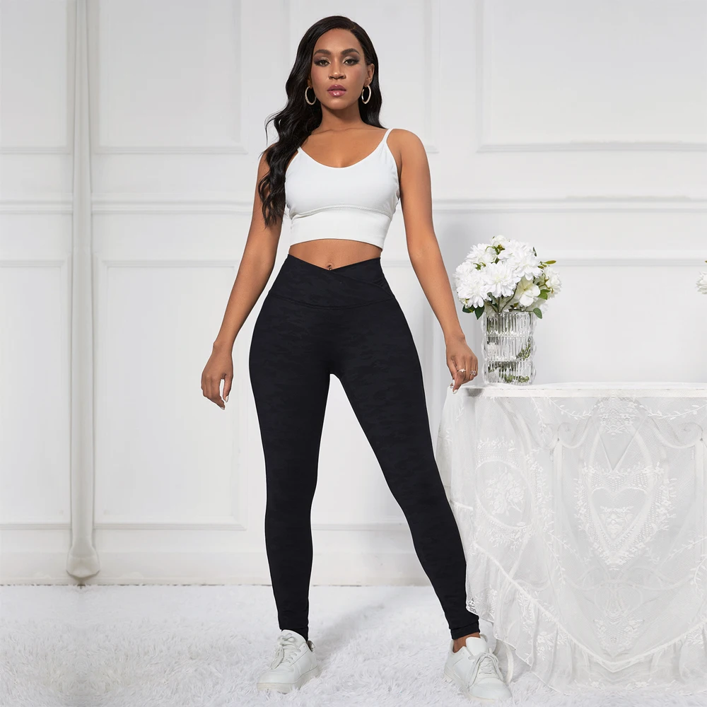 Shascullfites Melody X Cross Black Camouflage V-Shape Leggings Polyamide Bum Lift Booty Printed Trousers for Women
