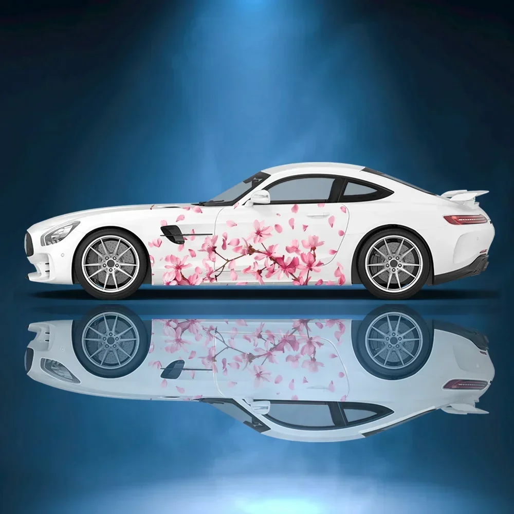 

Pink Cherry Blossom Petals Pattern Car Side Sticker Vinyl Self-adhesive Paper Motorsport Paint Decal Suitable for Car Truck Suv