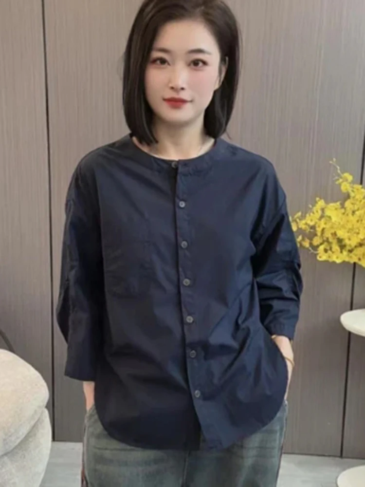 

Laid-ba Sle Loose Faionable round Ne irt Women's Summer New Small ence Elegance irt Top Korean Version Loose Fit