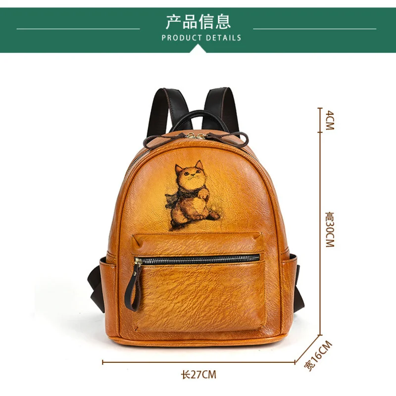 MOTAORA 2024 New Retro Backpacks For Women Bags Designer Hand-painted Genuine Leather Luxury Girls School Backpack Woman Bagpack