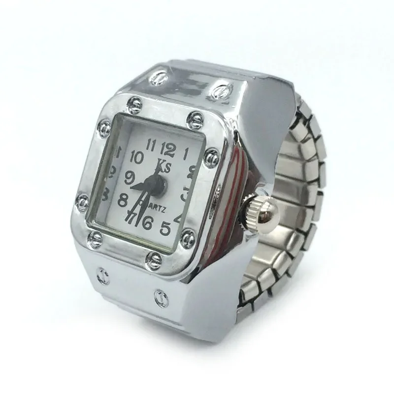 Vintage Punk Finger Watch Mini Alloy Ring for Couples