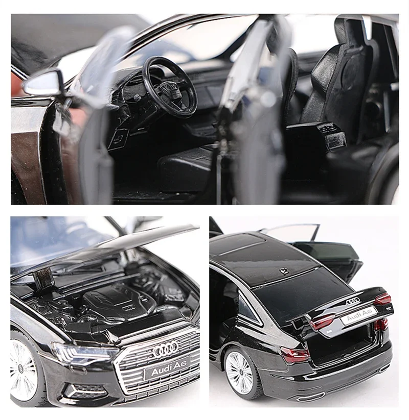 1:32 AUDI A6 aluminiowy Model samochodu Diecasts metalowa zabawka pojazdów Model samochodu wysoka symulacja dźwięk i światło kolekcja zabawek dla dzieci