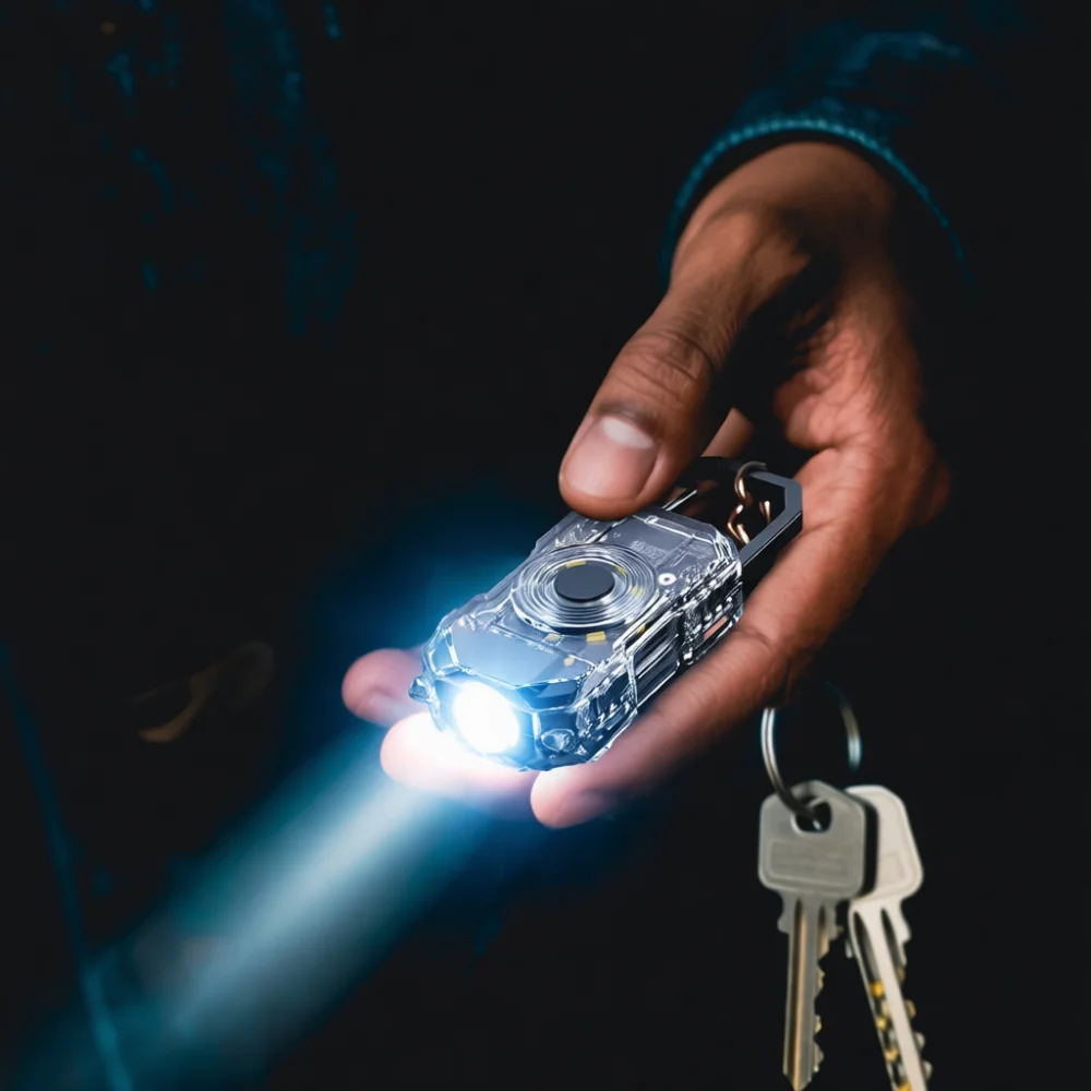 Mini Keychain Flashlight Outdoor Emergency COB Work Light Multi Functional Pocket Torch For Hiking Camping Night Walking