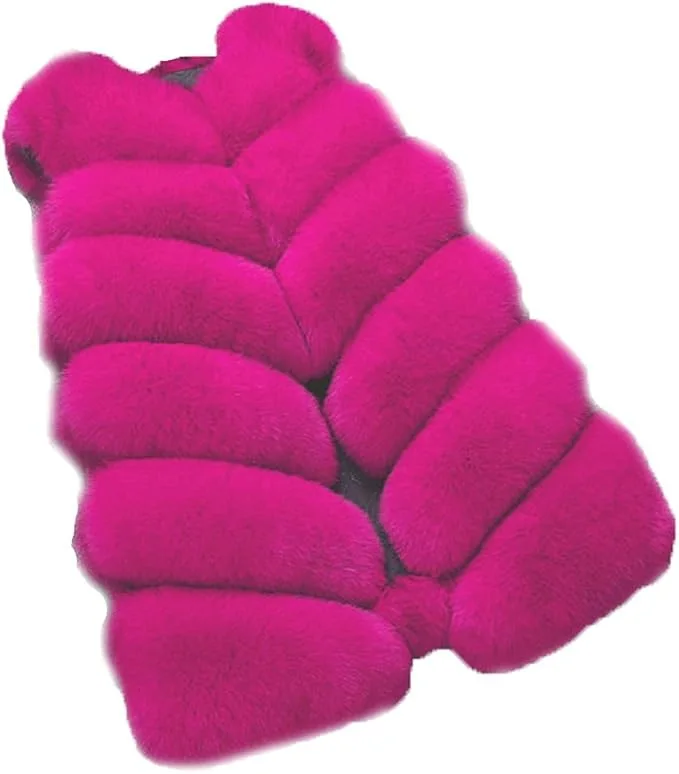 Faux Fox Fur Vest Coats Women White Mid Length Fur Jackets V Neck Sleeveless Thick Warm Fur Casual Loose Furry Autumn Winter