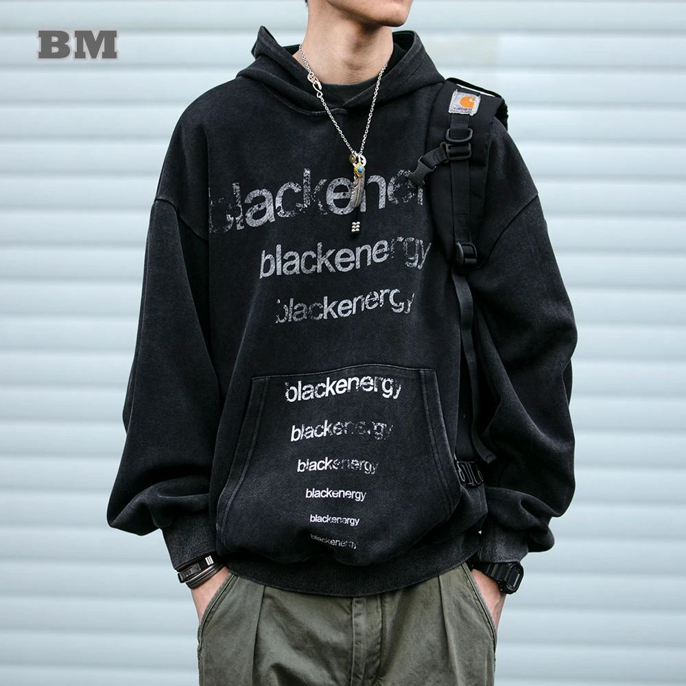 Korean Hip Hop Fashion Letter Print Hoodie For Men Clothing American Streetwear Oversize Sweatshirt Spring Trendy Sport Pullover