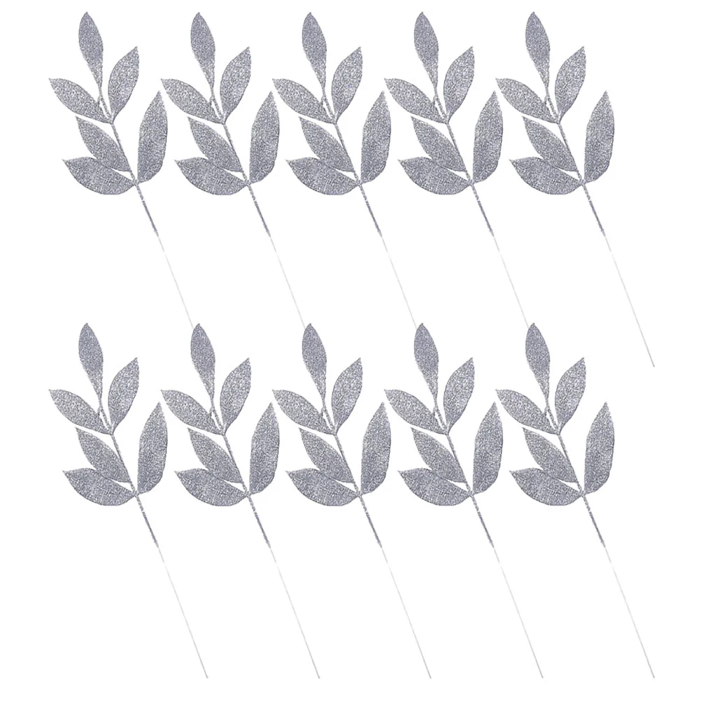 

Christmas Gold Pink Leaf Tree Garland Decoration 10pcs (Silver) DIY Ornaments Glitter Fake Leaves Decorations Artificial