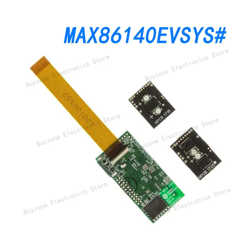 

MAX86140EVSYS# Evaluation board, MAX86140 optical pulse oximeter and heart rate sensor, data recording ability