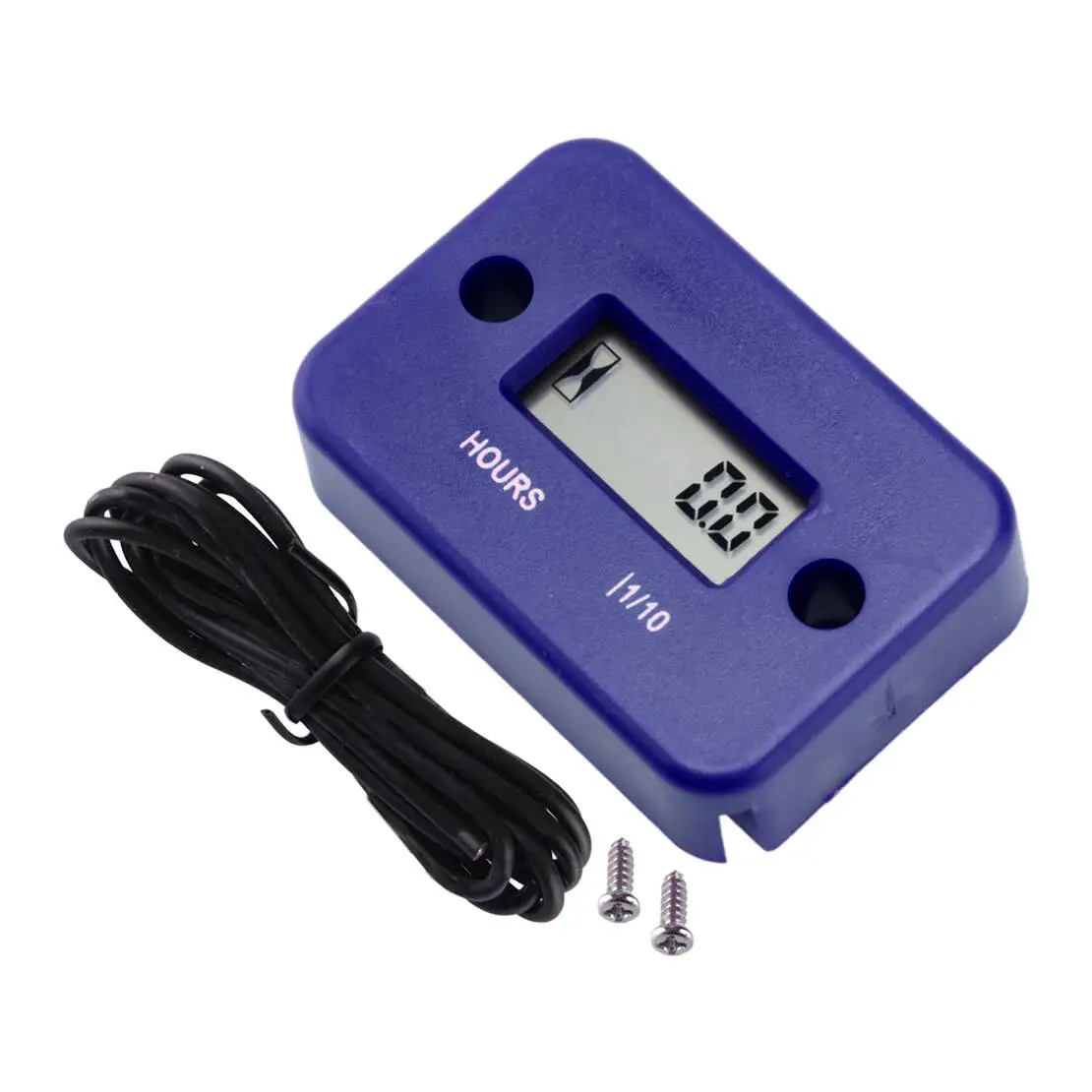 Motorcycle Blue Digital LCD Vibration Hour Counter Operating Engine Meter Fit for Generator ATV Snow Blower Skid Steer Loader