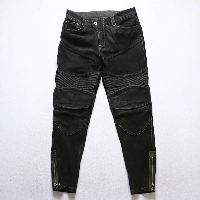 High Quality Mens Leather Pants Genuine Leather Workwear Pants