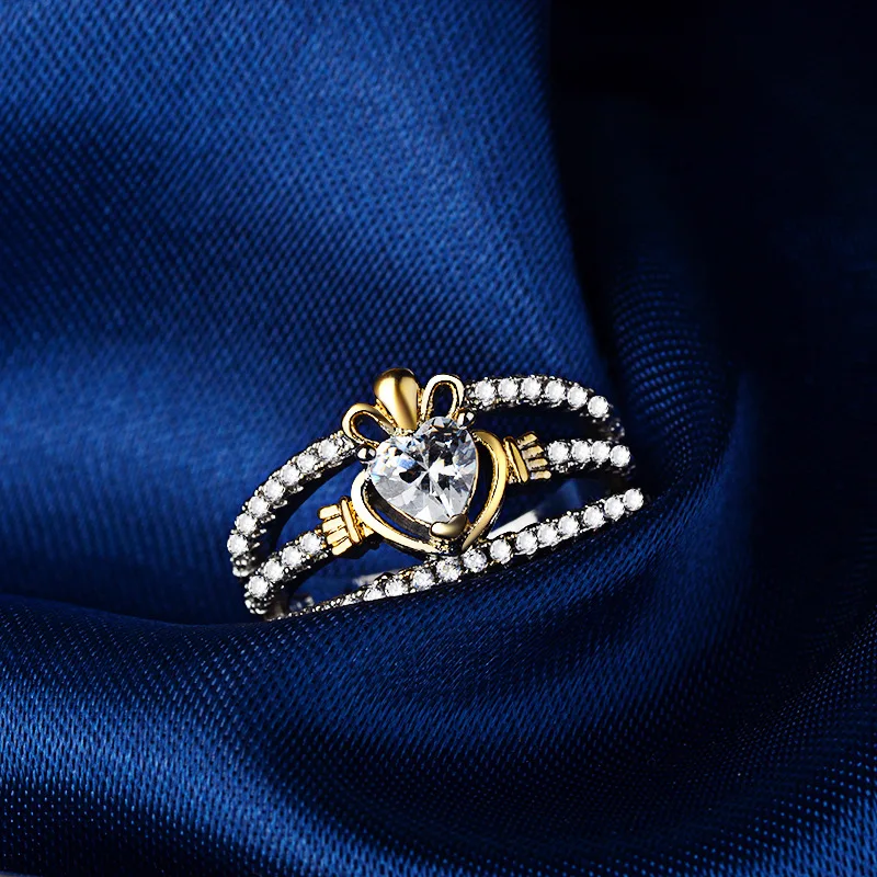 S925 sterling silver ring, classic crown plated 14k gold color separation ring, women's creative electric wedding jewelry