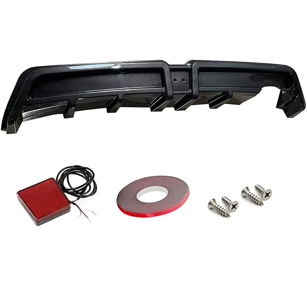 Rear Bumper Diffuser w/LED For 06-11 Honda Civic 4dr Mugen RR Carbon Fiber Style