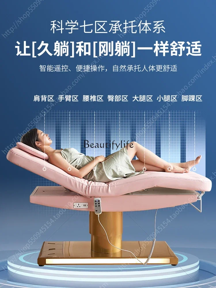 Electric Beauty Bed Lifting Golden Base Massage Eyelash Face Washing Bed