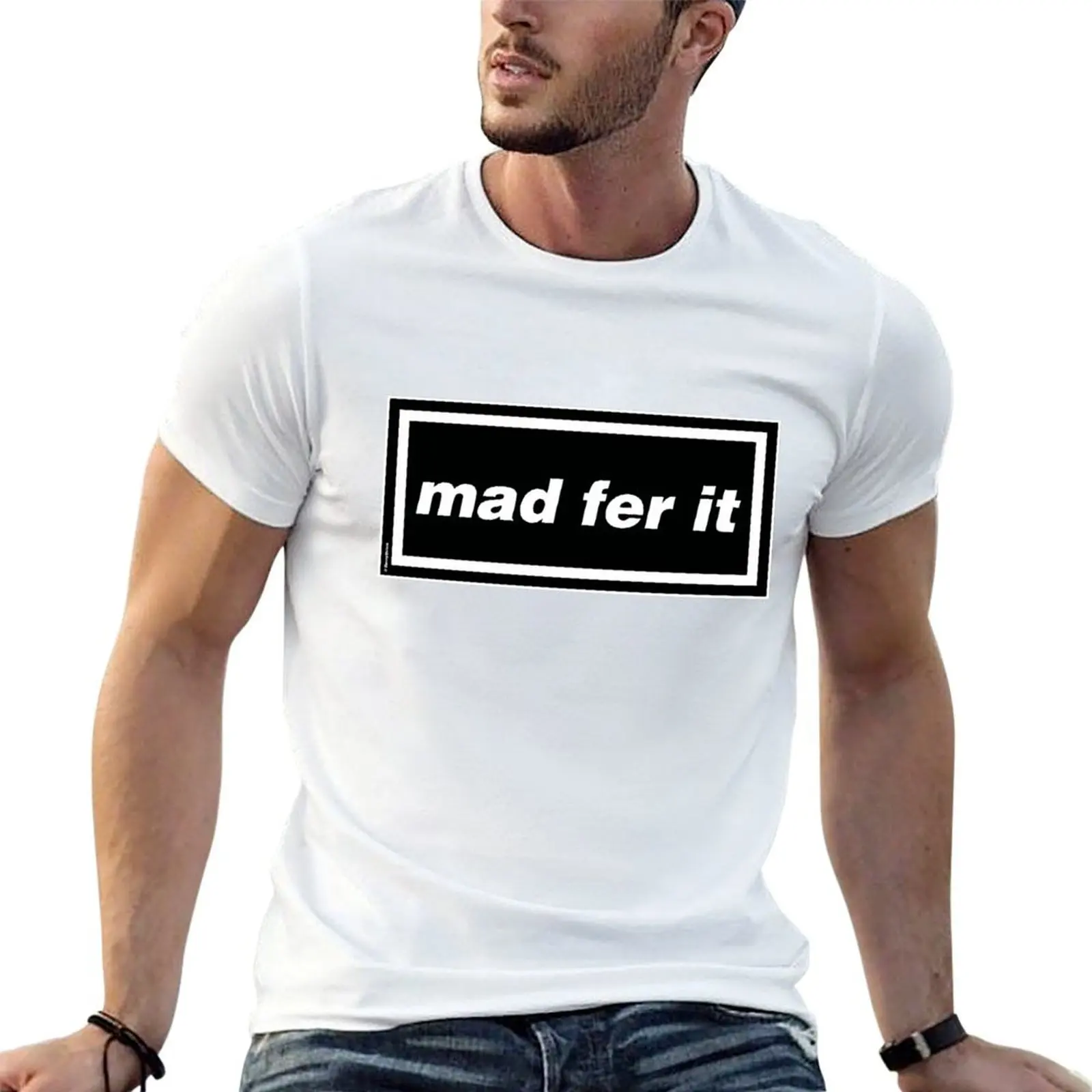 Camiseta con ilustraciones de la banda Mad Fer It - Oasis Gallagher de los años 90, camisetas gráficas para hombre, camiseta de algodón 100%
