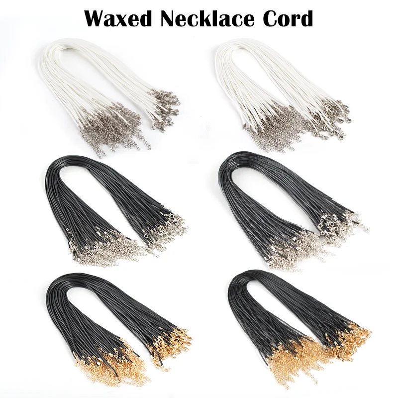 

XUQIAN 100pcs 1.5mm 2mm Leather Necklace Cord Rope With Lobster Claw Clasp Waxed Necklace Cord Bulk For DIY Bracelet Pendant