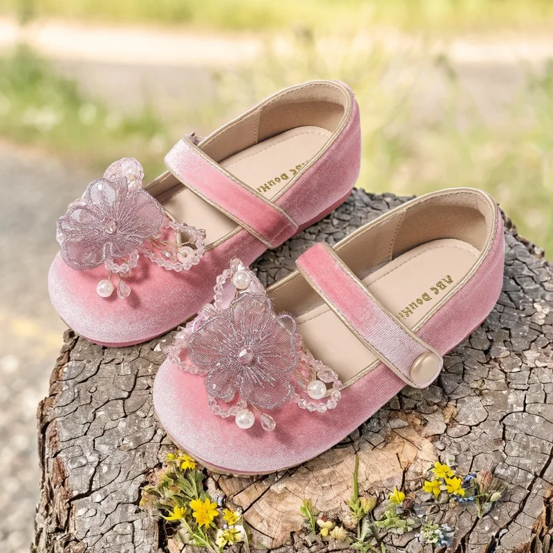 

Girls Leather Shoes Students Pink Flat Single Shoes Children New Flat Shoes Princess Shoes New Chinese Soft Soled Flats