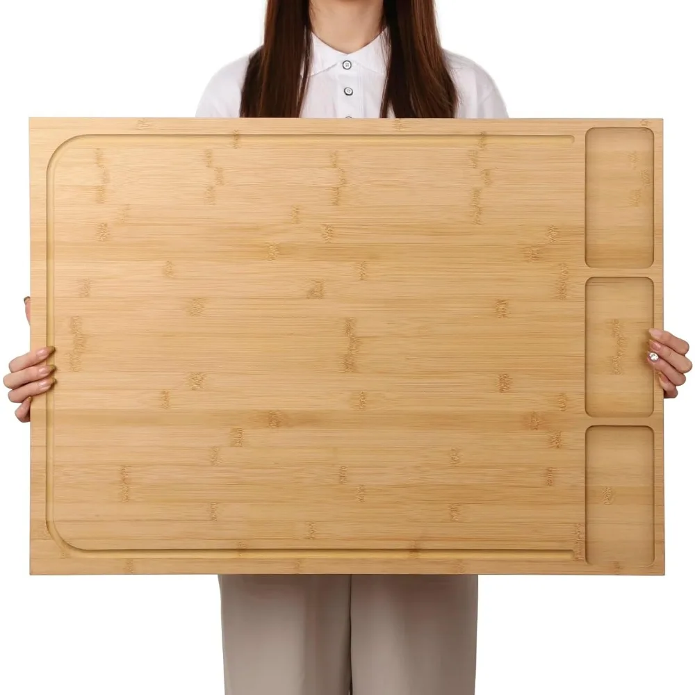 

30 x 21 in Extra Large Bamboo Cutting Board and Stovetop Cover, Stove Top Cover Chopping Board with Detachable Legs and Juice Gr