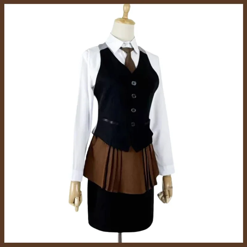 CyAnime Tokyo Ghoul Touka Kirishima Cosplay Costume Work Uniforms Shirt Vest Skirt Wig Woman Sexy Halloween Coffee Restaurant Su view 3